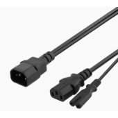 Y-Splitter power cord C14 to C13+C7 0,2m black
