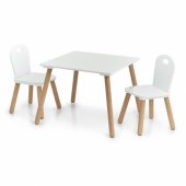 SET 2 CHAIRS DESK SCANDI FOR KIDS WHITE
