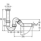 Basin siphon tube without outlet 1 1/ 4"x40, white