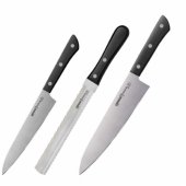 HARAKIRI Set of 3pcs. universal Kitchen knives Black