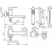 ZICCO bathtub faucet, with shower set, chrome