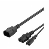Y-Splitter power cord C14 - C13+C7 0,5m black