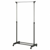 Clothes hanger trolley FRANK 83x43xH93,5-168cm, black/ chrome