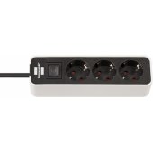Ecolor Power Strip 3-fold White/ Black