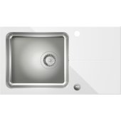 Steiner Hugh 111 steel bowl sink with white glass top