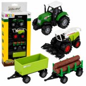 LEAN Toys Set of Agricultural Vehicles Tractor Forage Harvester Timber Trailer 1