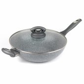 BW02772G Marblestone Wok 28cm grey