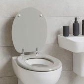 LA032355PGRY Wooden Toilet Seat, White