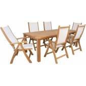 Bali Table and 6 Chairs White