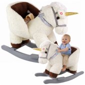 Unicorn Rocking Horse Rocker for Toddlers White Beige