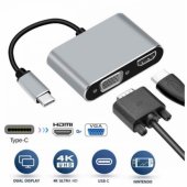 HD4 2in1 Video Adapter USB-C to HDMI/ VGA Silver