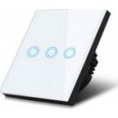 Maclean Touch light switch, triple, glass, white with round
