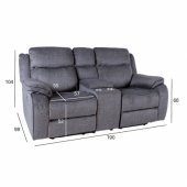 Recliner sofa GENTRY 2-seater with manual mechanism, grey