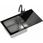 Steiner Hugh 111 steel bowl sink with black glass top