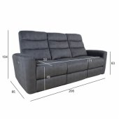 Recliner sofa GASTON 3-seater with electric mechanism, grey velvet