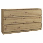 Topeshop DUŻA KOMODA MALWA M6 140CM 6 SZUFLAD DĄB ARTISAN