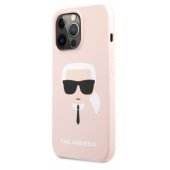 "KLHCP13LSLKHP Liquid Silicone Karl Head Case iPhone 13 Pro" Pink