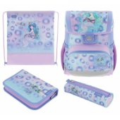 Herlitz school bag Loop (purple/ pink, school pencil case with 16 parts