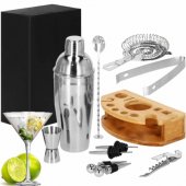 Bartender set shaker stand Springos KI0012 12 pcs silver