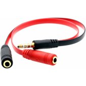 Jack 3.5mm - Jack 3.5mm x2 20cm Black/ Red (ASM-1)